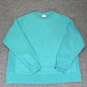 Vintage Champion Reverse Weave Size X-Large Long Sleeve Crewneck Teal Blue  Y2K